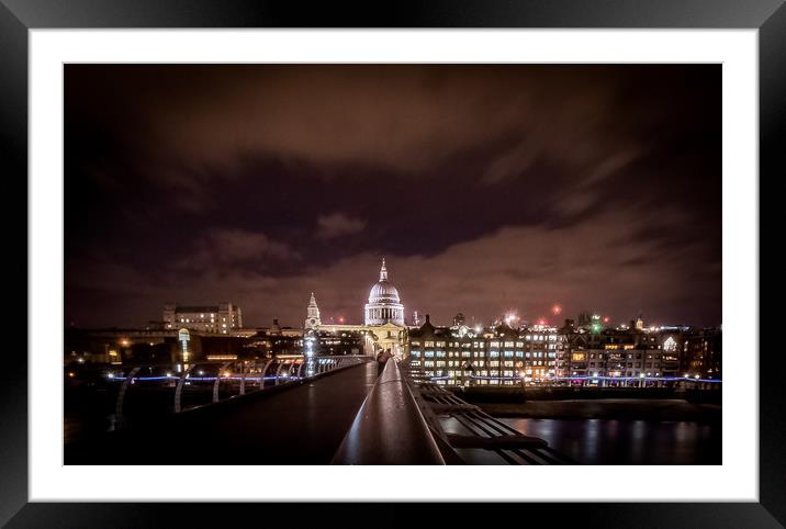 St Paul's Cathedral from Millennium Bridge Framed Mounted Print by Mike Lanning