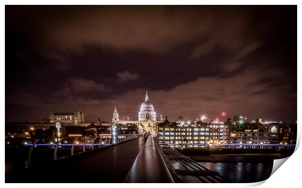 St Paul's Cathedral from Millennium Bridge Print by Mike Lanning