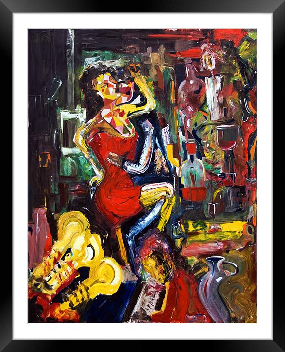 Wine Woman & Music Framed Mounted Print by James Lavott
