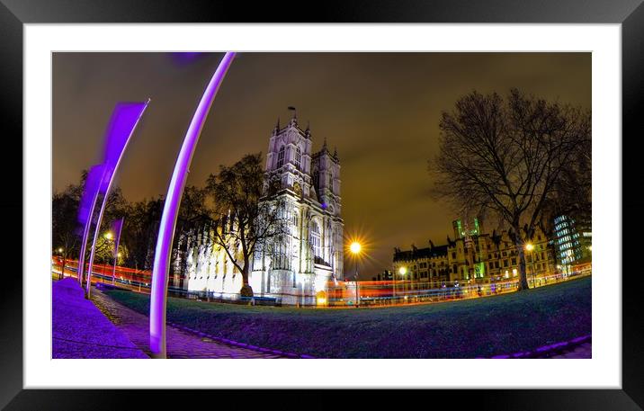 Westminster Abbey at night Framed Mounted Print by Mike Lanning