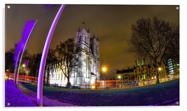 Westminster Abbey at night Acrylic by Mike Lanning