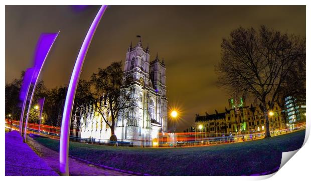 Westminster Abbey at night Print by Mike Lanning
