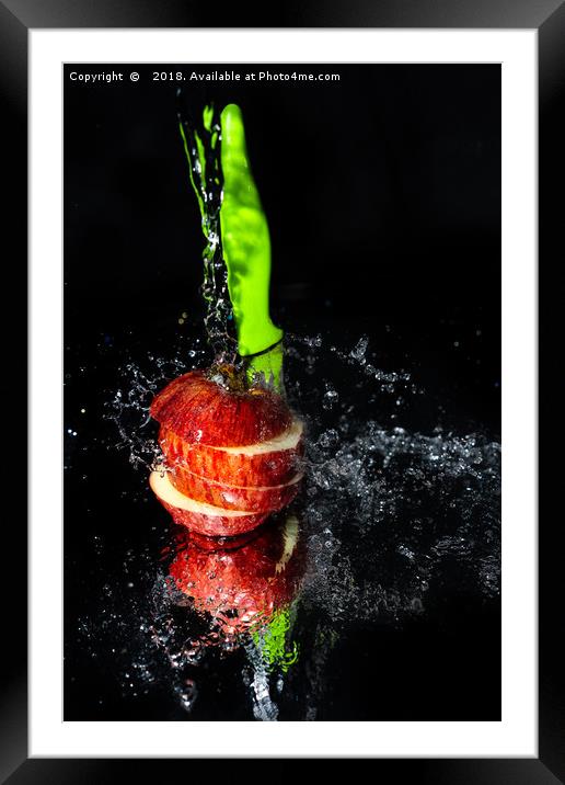 Fresh Apple slices drenched with water Framed Mounted Print by Jonny Essex