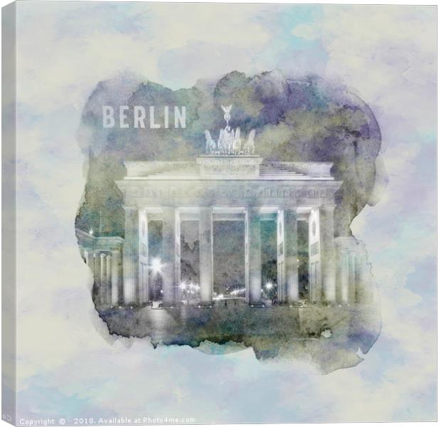 BERLIN Brandenburg Gate | watercolor Canvas Print by Melanie Viola
