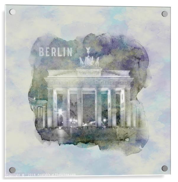 BERLIN Brandenburg Gate | watercolor Acrylic by Melanie Viola