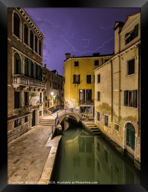 Lightning over Venice Framed Print by Ian Collins