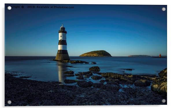 Trwyn Du Lighthouse Acrylic by Pete Lawless