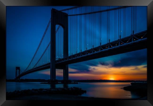 Verrazano Sunset Framed Print by Chris Lord