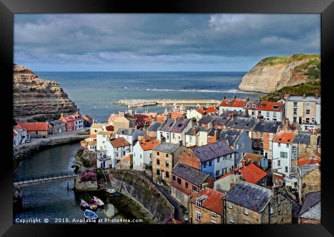 "Evening light on Staithes" Framed Print by ROS RIDLEY