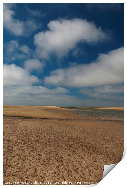 Beach and sky at Wells-next-the-sea Print by Sally Lloyd