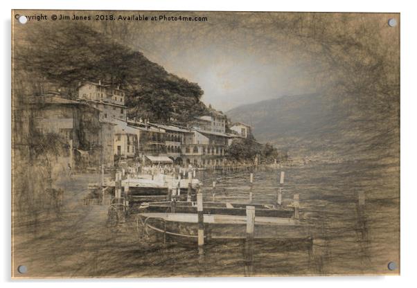Italian Lakeside Village. Digital sketch Acrylic by Jim Jones