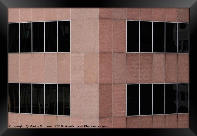 Architecture detail in office block, Birmingham al Framed Print by Martin Williams