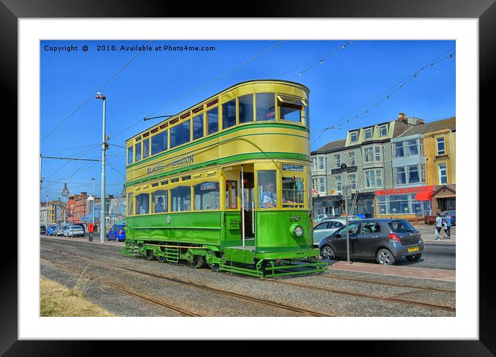 Blackpool Coronation  Tram Framed Mounted Print by Derrick Fox Lomax