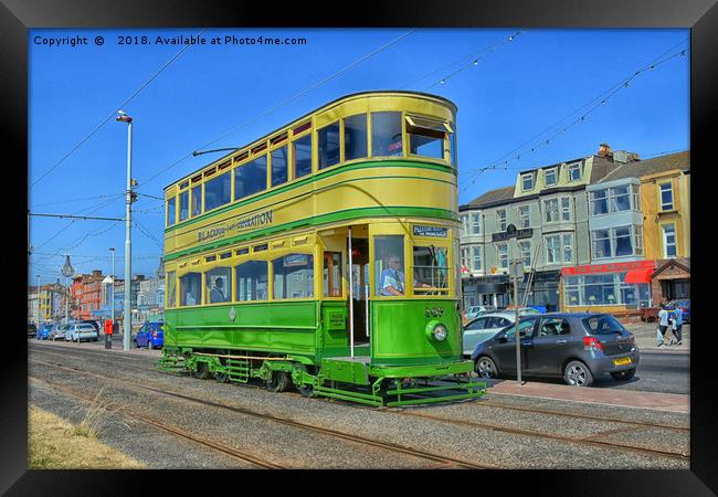 Blackpool Coronation  Tram Framed Print by Derrick Fox Lomax