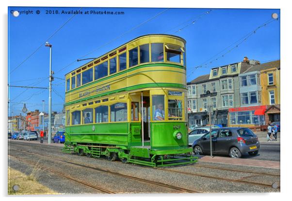 Blackpool Coronation  Tram Acrylic by Derrick Fox Lomax