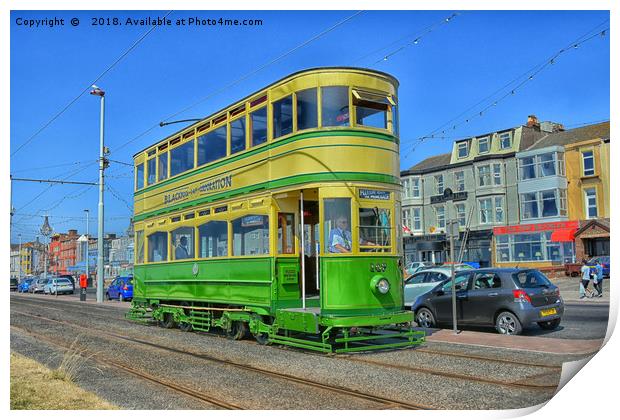 Blackpool Coronation  Tram Print by Derrick Fox Lomax