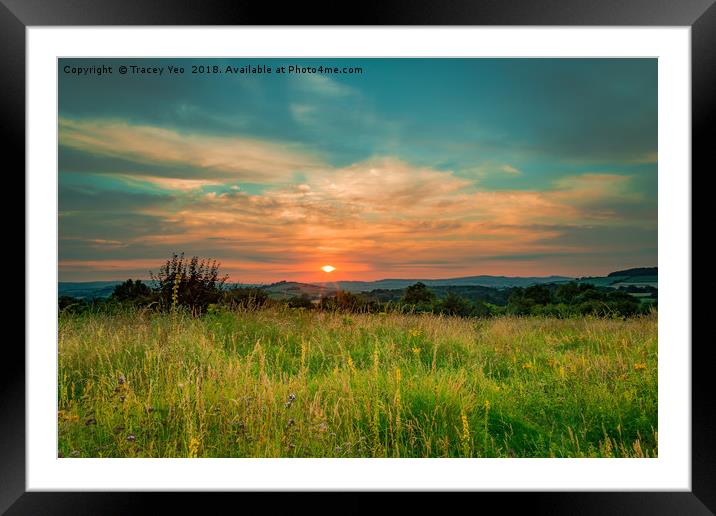 Devon Sunset Framed Mounted Print by Tracey Yeo