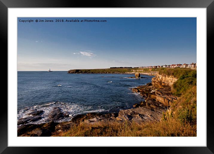 Collywell Bay in morning Sunshine Framed Mounted Print by Jim Jones