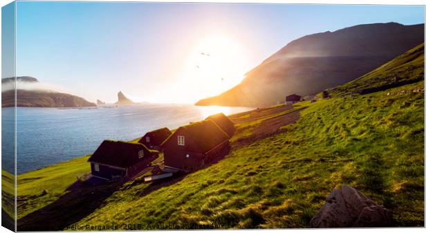 Faroe Islands Houses Sunset Canvas Print by Felix Pergande