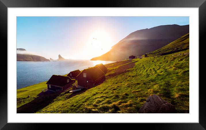 Faroe Islands Houses Sunset Framed Mounted Print by Felix Pergande