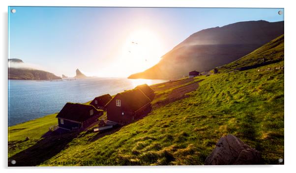 Faroe Islands Houses Sunset Acrylic by Felix Pergande