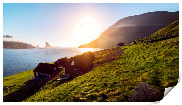 Faroe Islands Houses Sunset Print by Felix Pergande