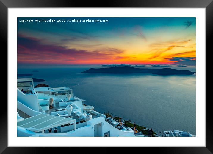 Santorini Sunset Framed Mounted Print by Bill Buchan