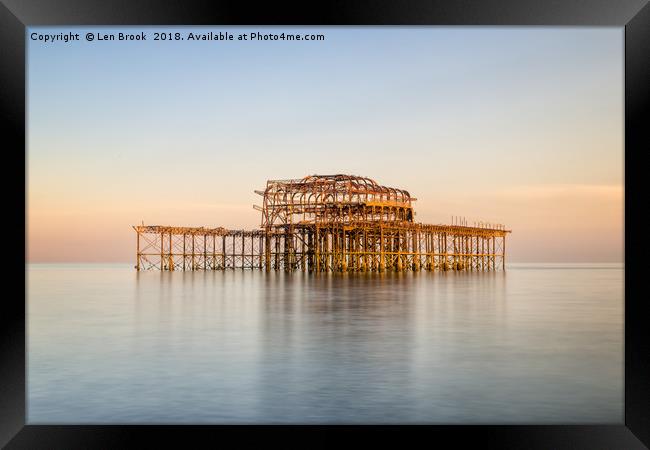 Brighton West Pier Framed Print by Len Brook