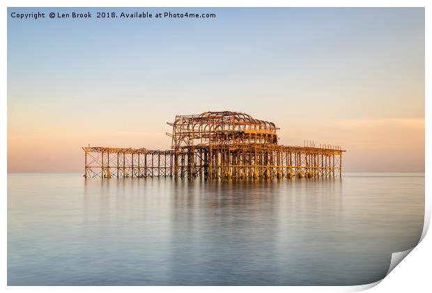 Brighton West Pier Print by Len Brook