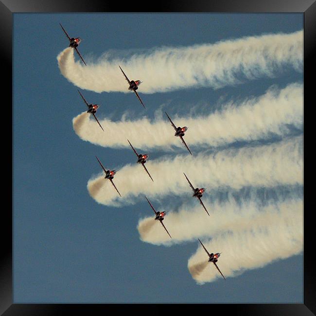 Red Arrows Head On Framed Print by Mark Malaczynski