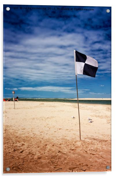 Australian Surf Zone Flag Acrylic by Jukka Heinovirta