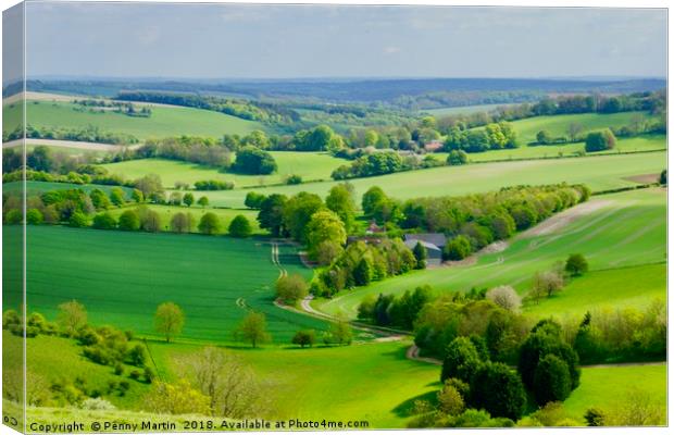 Lush English Countryside at Combe in Wiltshire Canvas Print by Penny Martin