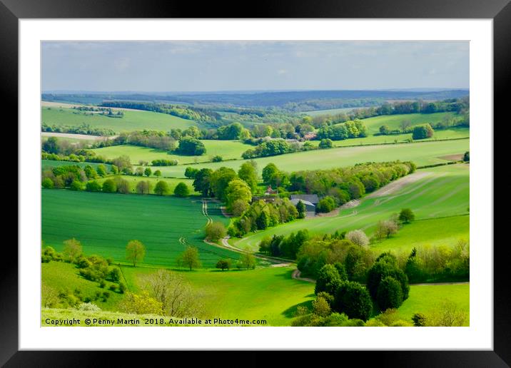 Lush English Countryside at Combe in Wiltshire Framed Mounted Print by Penny Martin