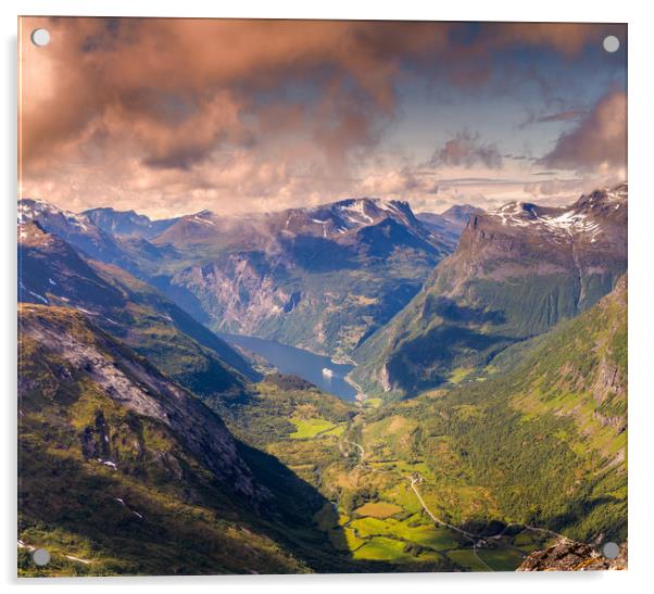 The Geiranger fjord  Acrylic by Hamperium Photography