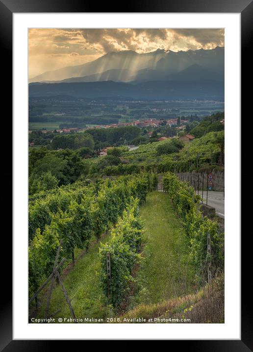 Sun filtering through the clouds over the Mountain Framed Mounted Print by Fabrizio Malisan