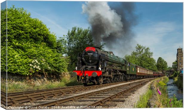 Royal Scot 46100 leaving Haworth Canvas Print by David Oxtaby  ARPS