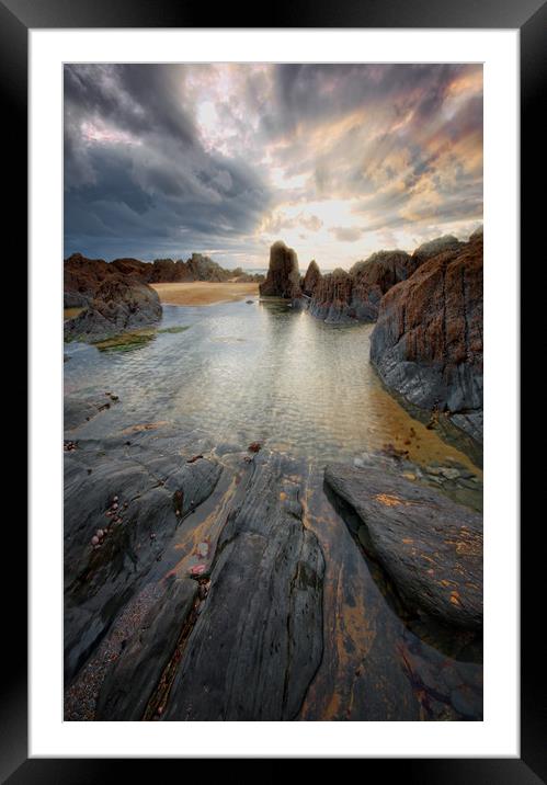 Combesgate Beach. Framed Mounted Print by mark leader