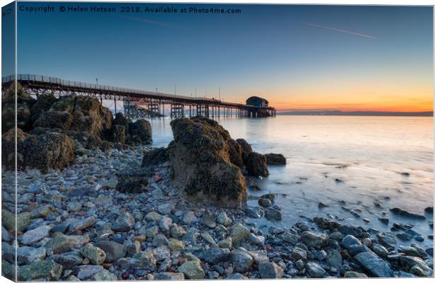 Sunrise at Mumble in Wales Canvas Print by Helen Hotson