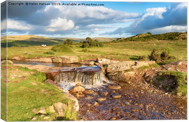 The Grimstone and Sortridge Leat on Dartmoor Canvas Print by Helen Hotson