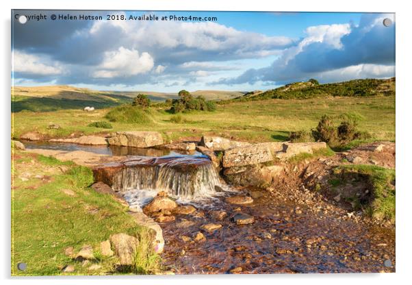The Grimstone and Sortridge Leat on Dartmoor Acrylic by Helen Hotson