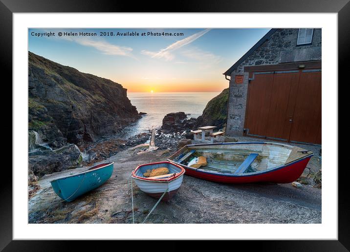 Sunrise at Church Cove in Cornwall Framed Mounted Print by Helen Hotson