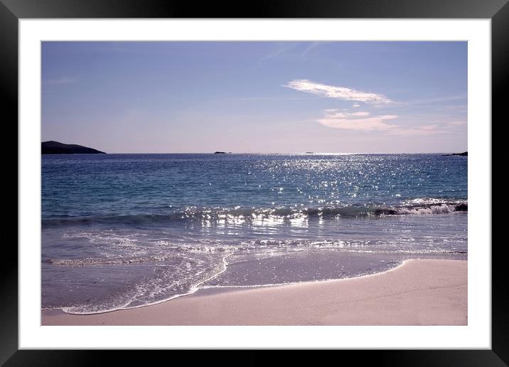 Sea And Sand At Meal Beach, Burra, Shetland. Framed Mounted Print by Anne Macdonald