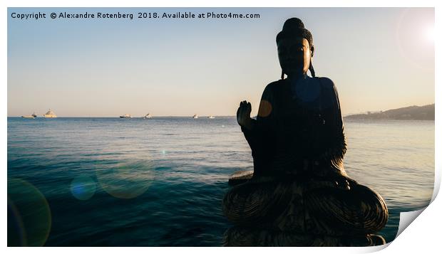 Partial silhouette of wooden Buddha in water Print by Alexandre Rotenberg