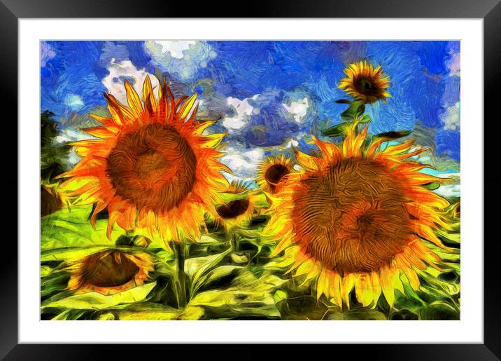 Sunflowers Van Gogh Framed Mounted Print by David Pyatt