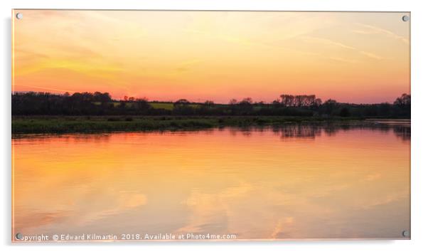 Sunset River Nene Acrylic by Edward Kilmartin