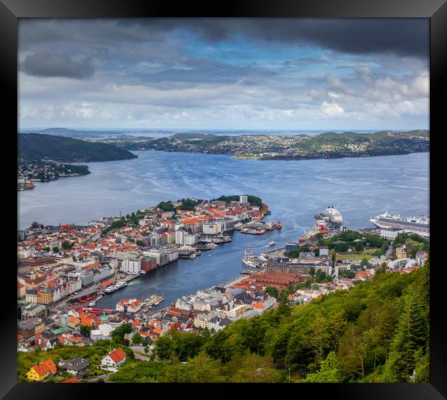The city of Bergen Norway Framed Print by Hamperium Photography
