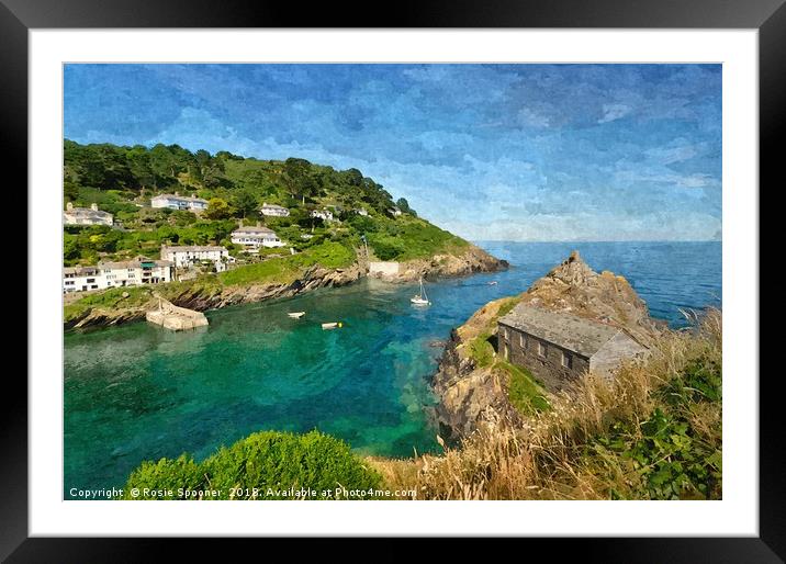 Looking down on Polperro and The Old Net Loft Framed Mounted Print by Rosie Spooner