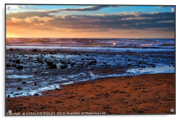 "Sun set reflections across Saltburn sands" Acrylic by ROS RIDLEY