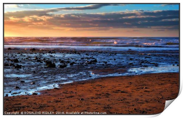 "Sun set reflections across Saltburn sands" Print by ROS RIDLEY