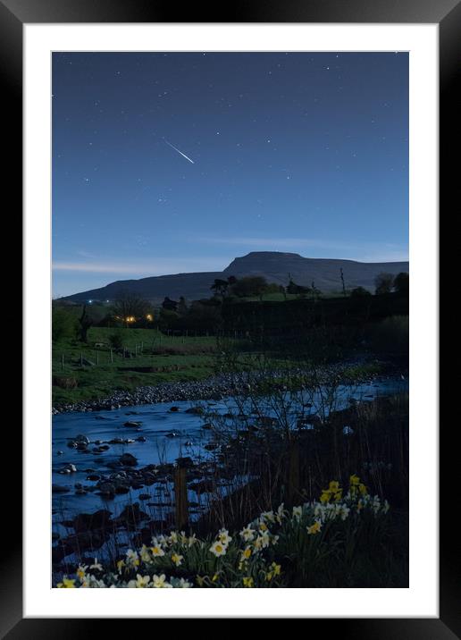 Meteor over Ingleborough Framed Mounted Print by Pete Collins